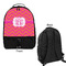 Pink & Orange Chevron Large Backpack - Black - Front & Back View