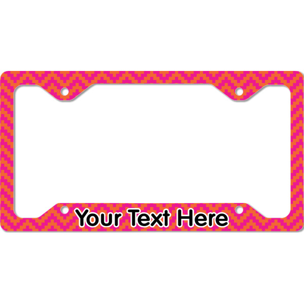 Custom Pink & Orange Chevron License Plate Frame - Style C (Personalized)