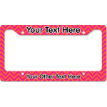 Pink & Orange Chevron License Plate Frame - Style B (Personalized)