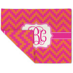 Pink & Orange Chevron Double-Sided Linen Placemat - Single w/ Monogram