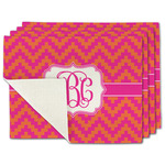 Pink & Orange Chevron Single-Sided Linen Placemat - Set of 4 w/ Monogram