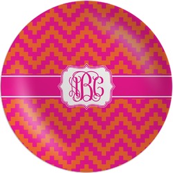 Pink & Orange Chevron Melamine Plate (Personalized)