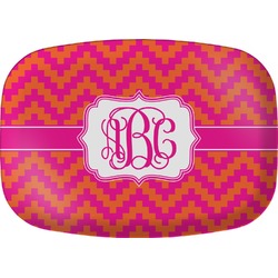 Pink & Orange Chevron Melamine Platter (Personalized)