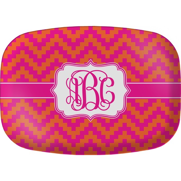 Custom Pink & Orange Chevron Melamine Platter (Personalized)