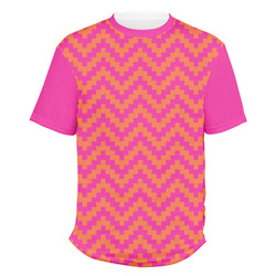 Pink & Orange Chevron Men's Crew T-Shirt - 2X Large