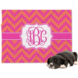 Pink & Orange Chevron Dog Blanket - Regular (Personalized)