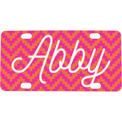 Pink & Orange Chevron Mini/Bicycle License Plate (Personalized)