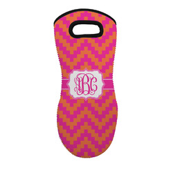 Pink & Orange Chevron Neoprene Oven Mitt - Single w/ Monogram