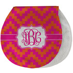 Pink & Orange Chevron Burp Pad - Velour w/ Monogram