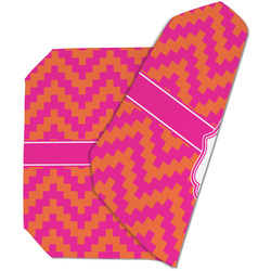 Pink & Orange Chevron Dining Table Mat - Octagon (Double-Sided) w/ Monogram