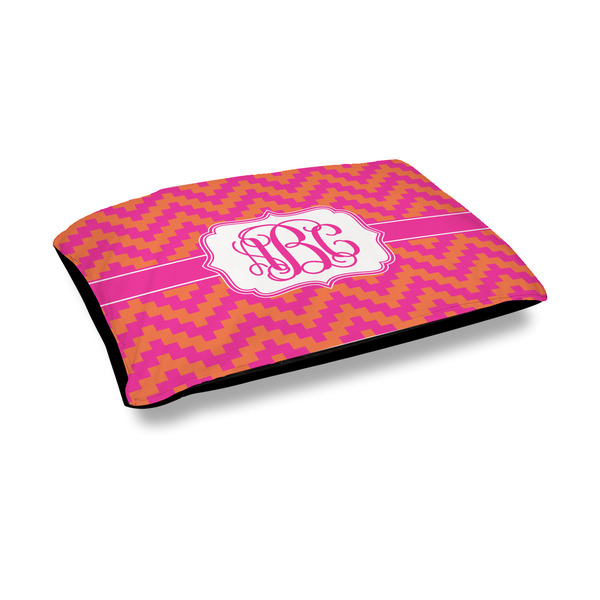 Custom Pink & Orange Chevron Outdoor Dog Bed - Medium (Personalized)