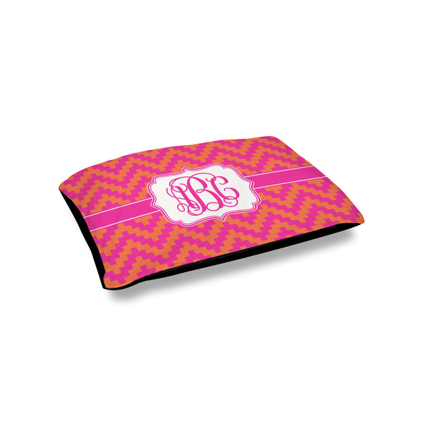 Custom Pink & Orange Chevron Outdoor Dog Bed - Small (Personalized)