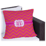 Pink & Orange Chevron Outdoor Pillow - 18" (Personalized)