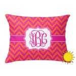 Pink & Orange Chevron Outdoor Throw Pillow (Rectangular) (Personalized)