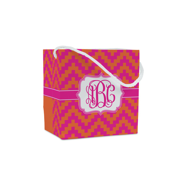 Custom Pink & Orange Chevron Party Favor Gift Bags (Personalized)