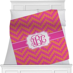 Pink & Orange Chevron Minky Blanket - Toddler / Throw - 60"x50" - Double Sided (Personalized)