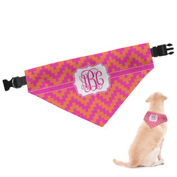 Pink & Orange Chevron Dog Bandana - Large (Personalized)