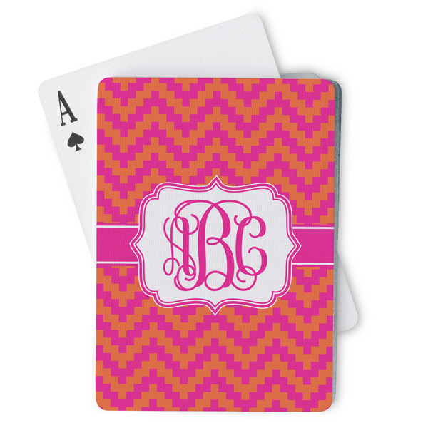 Custom Pink & Orange Chevron Playing Cards (Personalized)