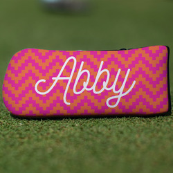 Pink & Orange Chevron Blade Putter Cover (Personalized)