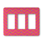 Pink & Orange Chevron Rocker Style Light Switch Cover - Three Switch