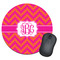 Pink & Orange Chevron Round Mouse Pad