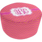 Pink & Orange Chevron Round Pouf Ottoman (Personalized)