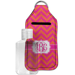 Pink & Orange Chevron Hand Sanitizer & Keychain Holder - Large (Personalized)