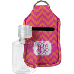 Pink & Orange Chevron Hand Sanitizer & Keychain Holder - Small (Personalized)