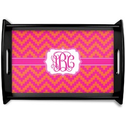 Pink & Orange Chevron Wooden Tray (Personalized)