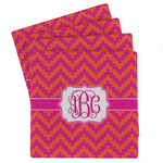 Pink & Orange Chevron Absorbent Stone Coasters - Set of 4 (Personalized)