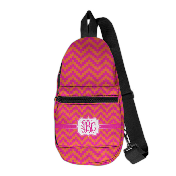 Custom Pink & Orange Chevron Sling Bag (Personalized)