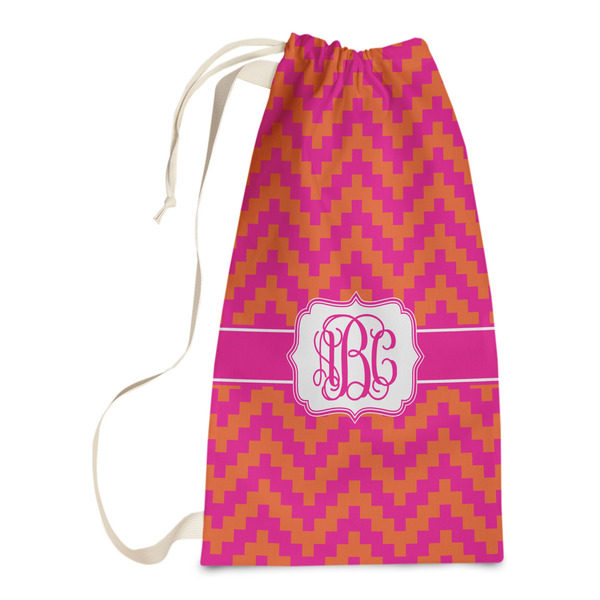 Custom Pink & Orange Chevron Laundry Bags - Small (Personalized)