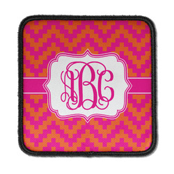 Pink & Orange Chevron Iron On Square Patch w/ Monogram