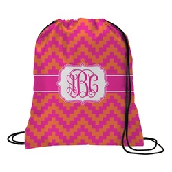 Pink & Orange Chevron Drawstring Backpack - Large (Personalized)