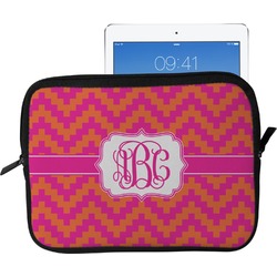 Pink & Orange Chevron Tablet Case / Sleeve - Large (Personalized)