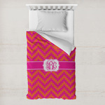 Pink & Orange Chevron Toddler Duvet Cover w/ Monogram