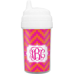 Pink & Orange Chevron Toddler Sippy Cup (Personalized)