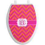 Pink & Orange Chevron Toilet Seat Decal - Elongated (Personalized)