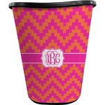 Pink & Orange Chevron Waste Basket - Single Sided (Black) (Personalized)