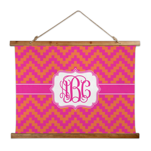 Custom Pink & Orange Chevron Wall Hanging Tapestry - Wide (Personalized)