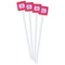 Pink & Orange Chevron White Plastic Stir Stick - Double Sided - Square - Front