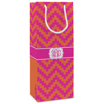 Pink & Orange Chevron Wine Gift Bags - Matte (Personalized)