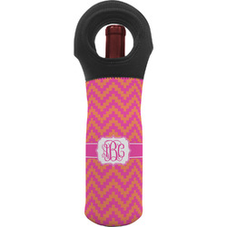 Pink & Orange Chevron Wine Tote Bag (Personalized)