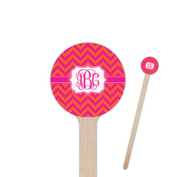 Pink & Orange Chevron 7.5" Round Wooden Stir Sticks - Single Sided (Personalized)