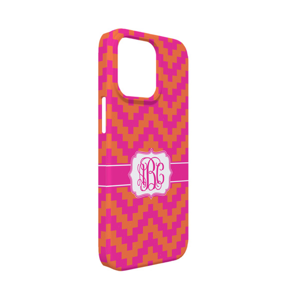 Custom Pink & Orange Chevron iPhone Case - Plastic - iPhone 13 Mini (Personalized)