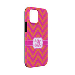 Pink & Orange Chevron iPhone Case - Rubber Lined - iPhone 13 Mini (Personalized)