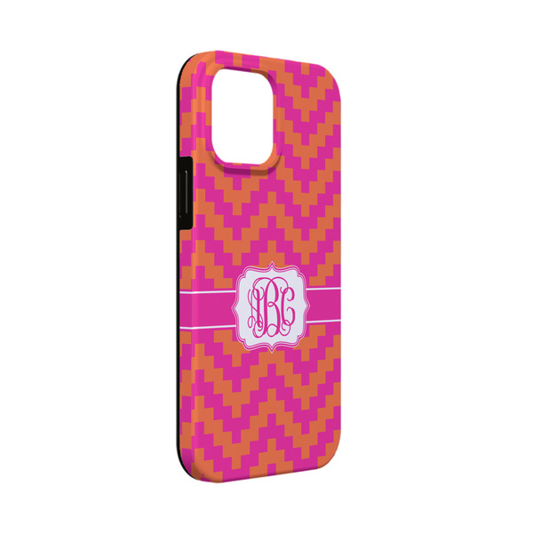 Custom Pink & Orange Chevron iPhone Case - Rubber Lined - iPhone 13 Mini (Personalized)