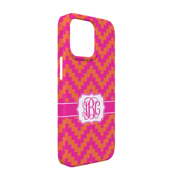 Custom Pink & Orange Chevron iPhone Case - Plastic - iPhone 13 Pro (Personalized)