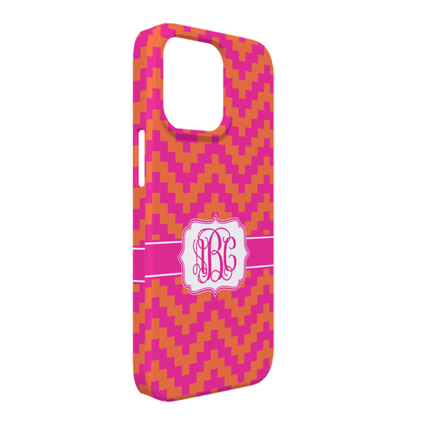 Custom Pink & Orange Chevron iPhone Case - Plastic - iPhone 13 Pro Max (Personalized)