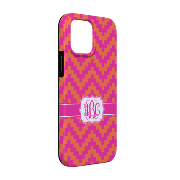 Custom Pink & Orange Chevron iPhone Case - Rubber Lined - iPhone 13 Pro (Personalized)